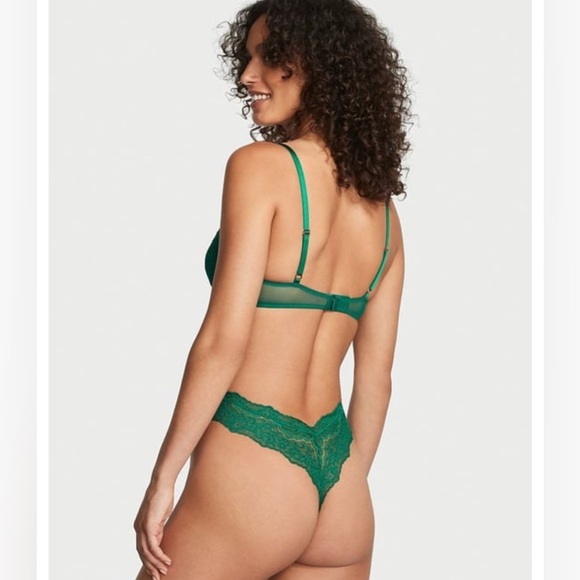 NEW Victoria's Secret Lace Up Unlined Wicked Green Teddy  Bodysuit Lingerie M - Picture 11 of 16